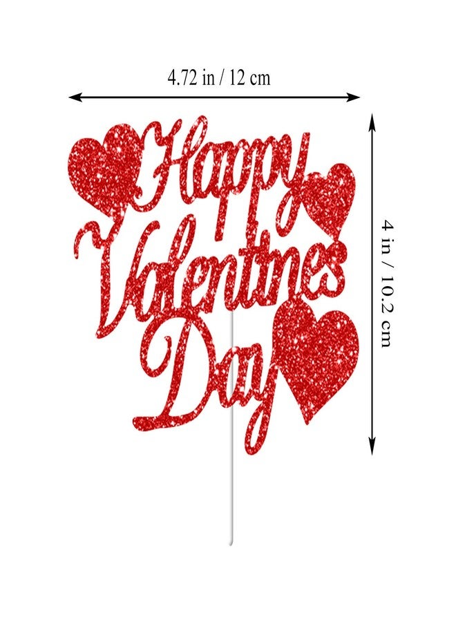 Creaides 12pcs Red Glitter Happy Valentine's Day Cake Toppers Food Picks Cake Decorations for Valentine's Day Party Suppliers - Image 2